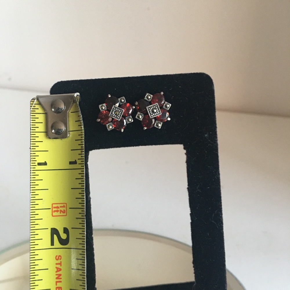 Garnet hemalyka 925 sterling silver earrings⭐️ - Picture 10 of 15
